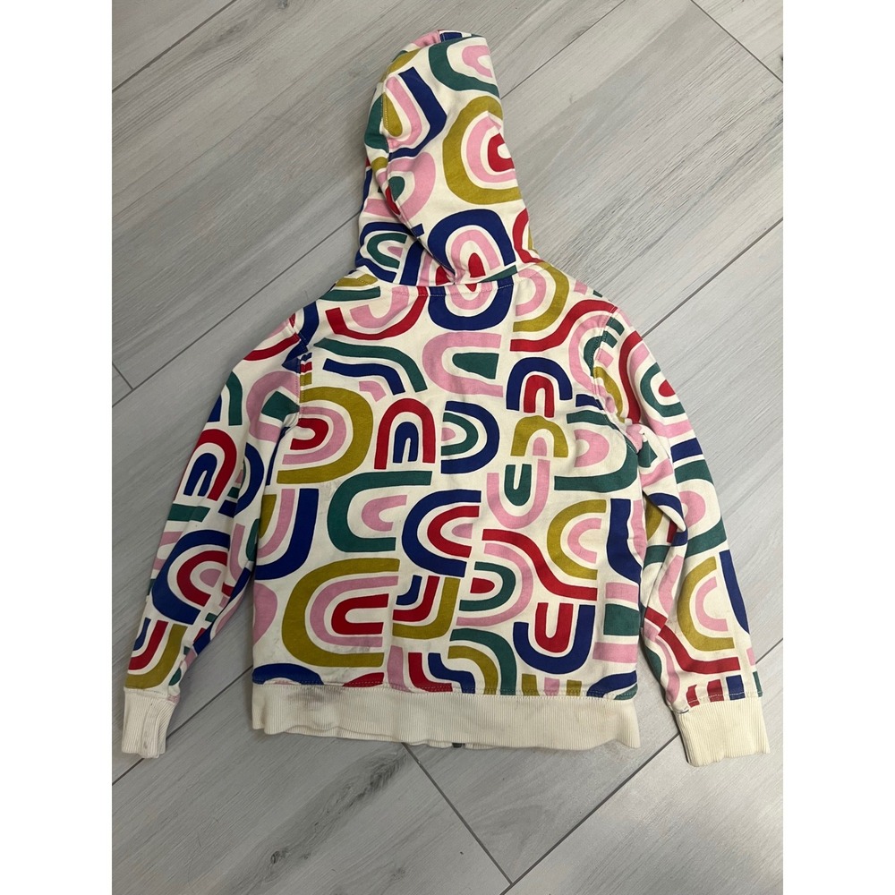Hanna Andersson Hoodie Kids Sz 6-7 Rainbow Abstract Sherpa Lined Full Zip Jacket - Picture 3 of 7